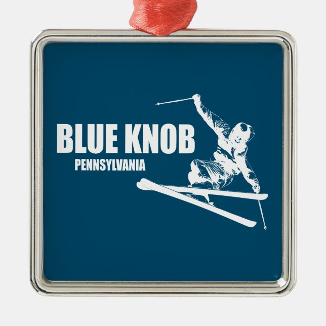 Ornamento De Metal Blue Knob Pennsylvania Skier (Frente)