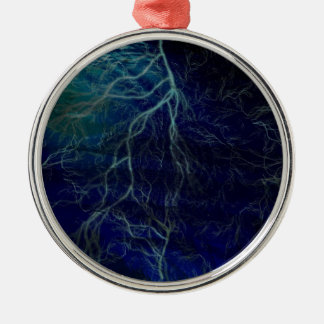 Ornamento De Metal Blue Lightning Abstract Ornament