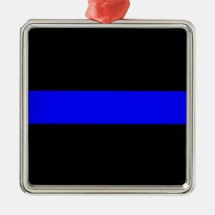 Ornamento De Metal Blue Line fino Ornament
