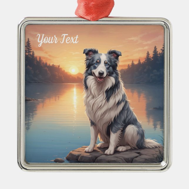Ornamento De Metal Blue Merle Border Collie by Lake (Frente)