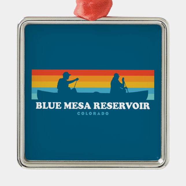 Ornamento De Metal Blue Mesa Reservoir Colorado Canoe (Frente)