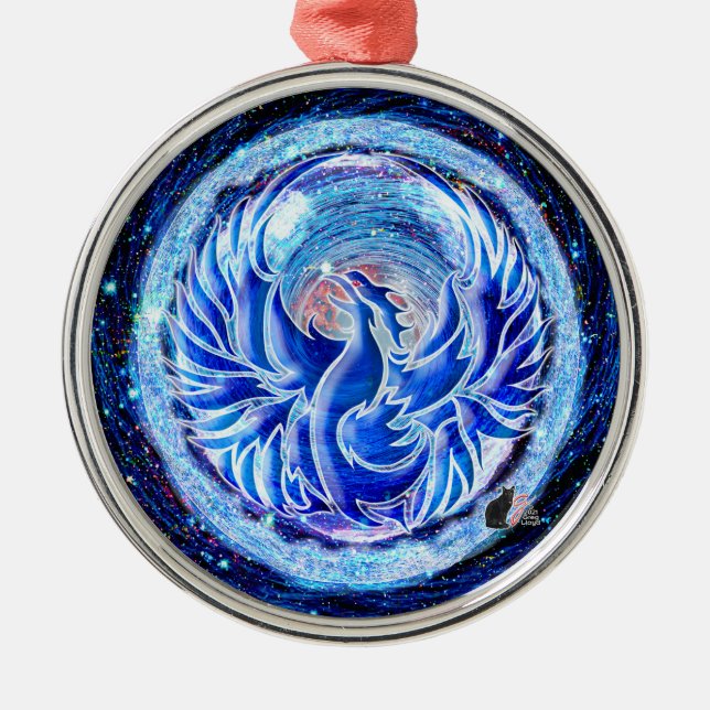 Ornamento De Metal Blue Phoenix (Frente)