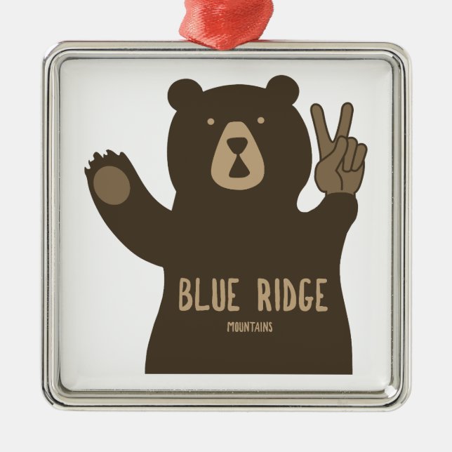 Ornamento De Metal Blue Ridge Mountains Peace Bear (Frente)