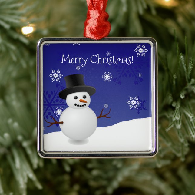 Ornamento De Metal Blue Snowman Winter Scene Cerâmica Ornament (Árvore)