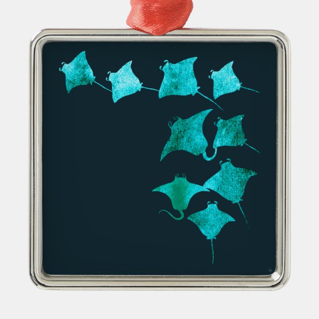 Ornamento De Metal Blue Stingrays (Frente)