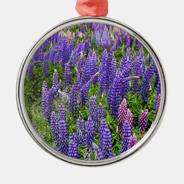 Ornamento De Metal Bluebonnets Blue Flowers Texas Texan Lupine (Frente)