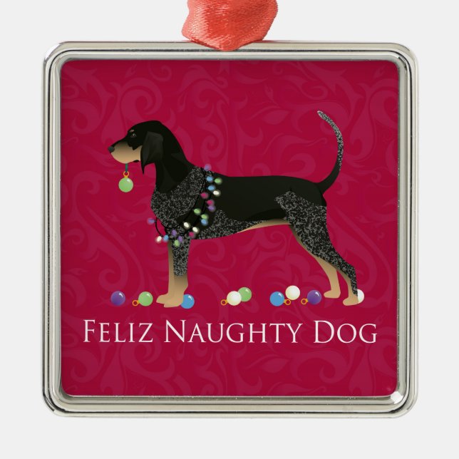 Ornamento De Metal Bluetick Coonhound Natal (Frente)