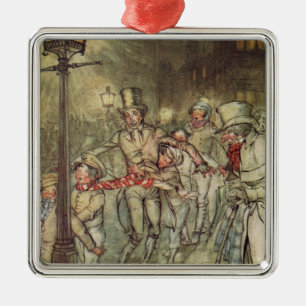 Ornamento De Metal Bob Cratchit foi abaixo de uma corrediça em