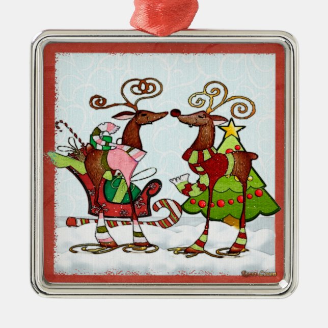 Ornamento De Metal Bobo Whimsey Christmas Mooks (Frente)