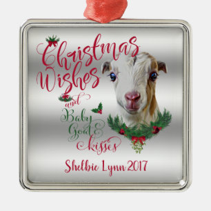 Ornamento De Metal BOCA  Natal Deseja O Bebê Goat Kisses La Mancha