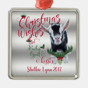 Ornamento De Metal BOCA  Natal Deseja O Bebê Goat Kisses Nigeriano