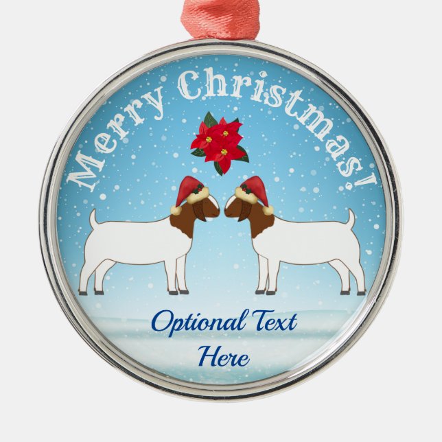 Ornamento De Metal Boer Goat Christmas na neve (Frente)
