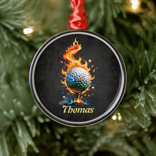 Ornamento De Metal Bola branca-clara de golfe (Árvore)