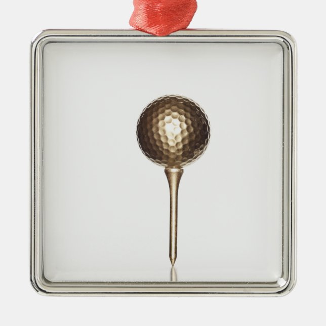 Ornamento De Metal Bola de golfe Dourado e T (Frente)