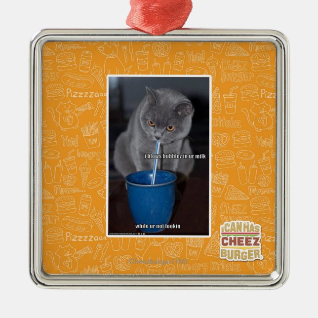 Ornamento De Metal Bolhas dos sopros no leite do ur (Frente)