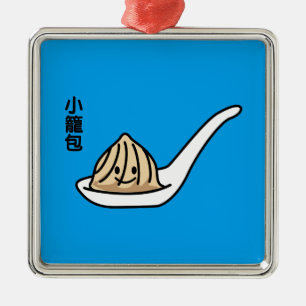 Ornamento De Metal Bolo chinês de Dim Sum da bolinha de massa da sopa