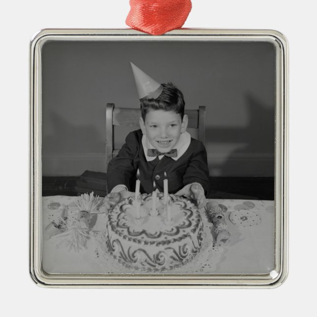 Ornamento De Metal Bolo de aniversário (Frente)