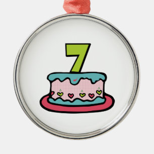 Ornamento De Metal Bolo de aniversário da criança de 7 anos