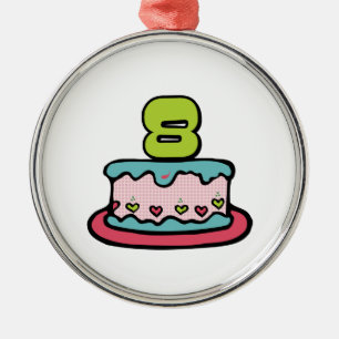 Ornamento De Metal Bolo de aniversário da criança de 8 anos