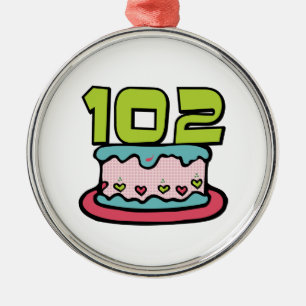Ornamento De Metal Bolo de aniversário de 102 anos