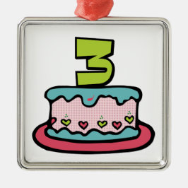 Ornamento De Metal Bolo de aniversário de 3 anos