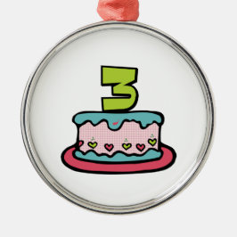Ornamento De Metal Bolo de aniversário de 3 anos