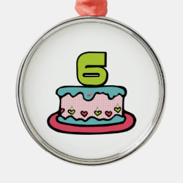 Ornamento De Metal Bolo de aniversário de 6 anos
