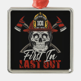 Ornamento De Metal Bombeiro de NOME Personalizado Primeiro no Bombeir