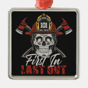 Ornamento De Metal Bombeiro de NOME Personalizado Primeiro no Bombeir