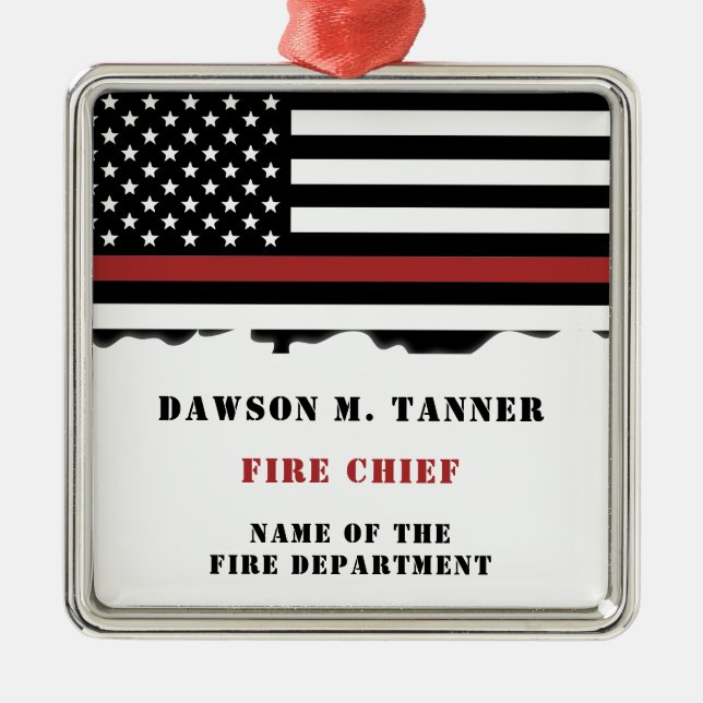 Ornamento De Metal Bombeiro Personalizado - Mínimo Emergência em Linh (Frente)