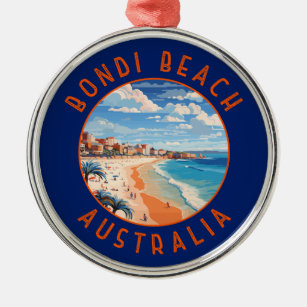 Ornamento De Metal Bondi Beach, Austrália, Viagem Art Vintage