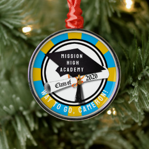 Ornamento De Metal Boné Diploma Classe de Graduação 2026