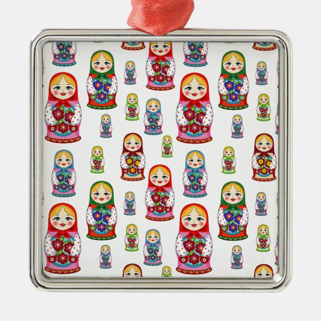 Ornamento De Metal bonecas russas (Frente)