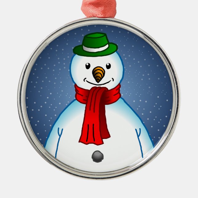 Ornamento De Metal Boneco de Neve Alegre (Frente)
