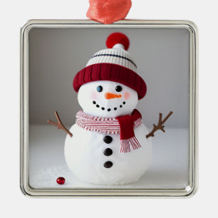 Ornamento De Metal Boneco de neve com chapéu fofo