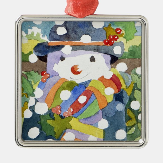 Ornamento De Metal Boneco de neve na neve 2011 (Frente)