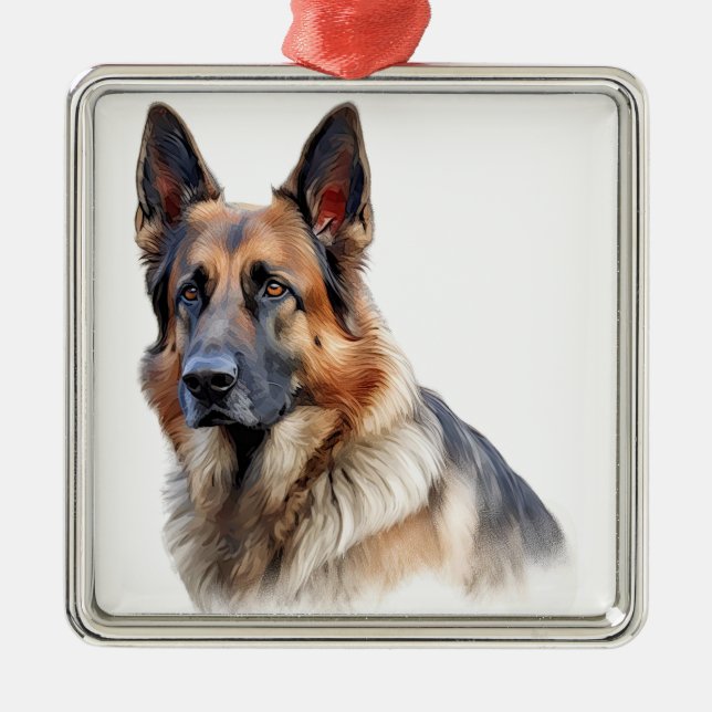 ORNAMENTO DE METAL BONITA COR DE GERMAN SHEPHERD DE ÁGUA (Frente)