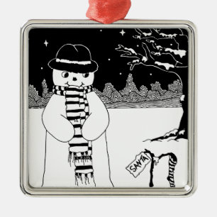 Ornamento De Metal bonitinho, preto e branco, sorrindo