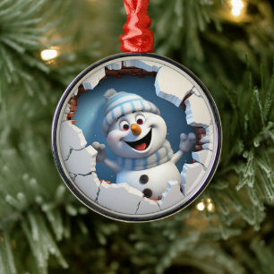 Ornamento De Metal Bonito boneco de neve de Natal através da parede i