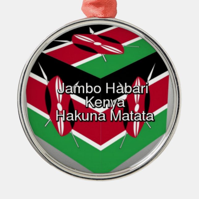 Ornamento De Metal Bonito e adorável cubo de bandeira queniano com sa (Frente)
