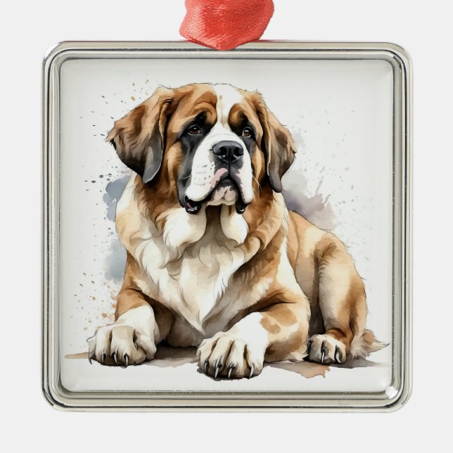 ORNAMENTO DE METAL BONITO GRANDE SANTO BERNARD DOG (Frente)
