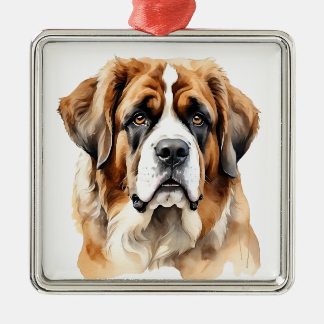 ORNAMENTO DE METAL BONITO GRANDE SANTO BERNARD DOG (Frente)