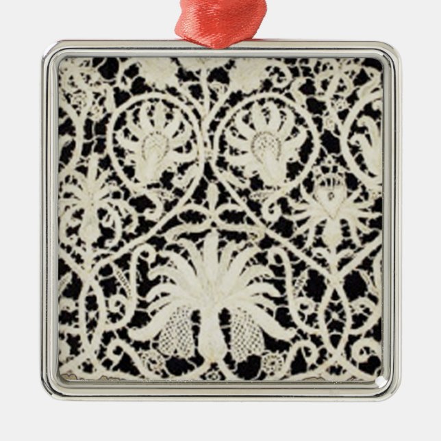 Ornamento De Metal Bonito Linen White Lace Antique de Casamento  (Frente)