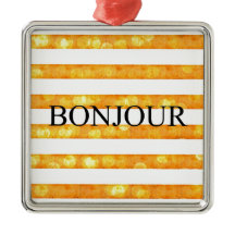 Bonjour Orange Stripe Bokeh