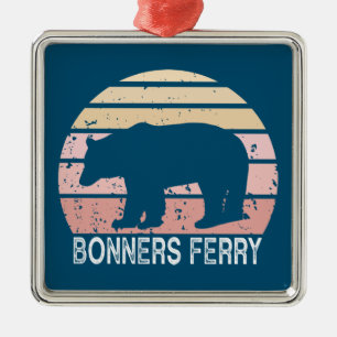Ornamento De Metal Bonners Ferry Idaho Retro Bear