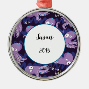 Ornamento De Metal Boo Octopus Cute Purple Kids Clothing & Décor