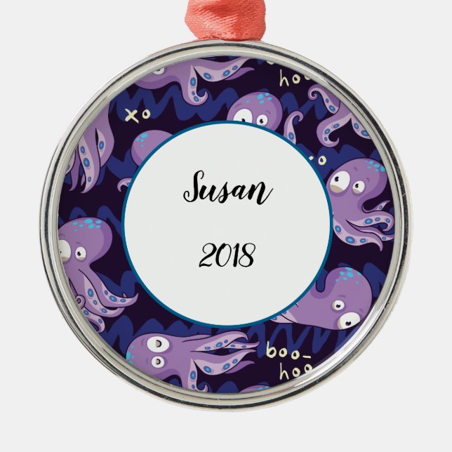 Ornamento De Metal Boo Octopus Cute Purple Kids Clothing & Décor (Frente)
