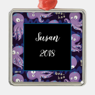 Ornamento De Metal Boo Octopus Cute Purple Kids Clothing & Décor