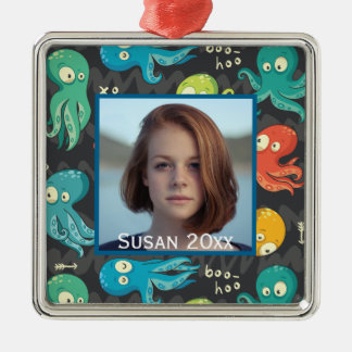 Ornamento De Metal Boo Octopus - Foto de Crianças Coloridas