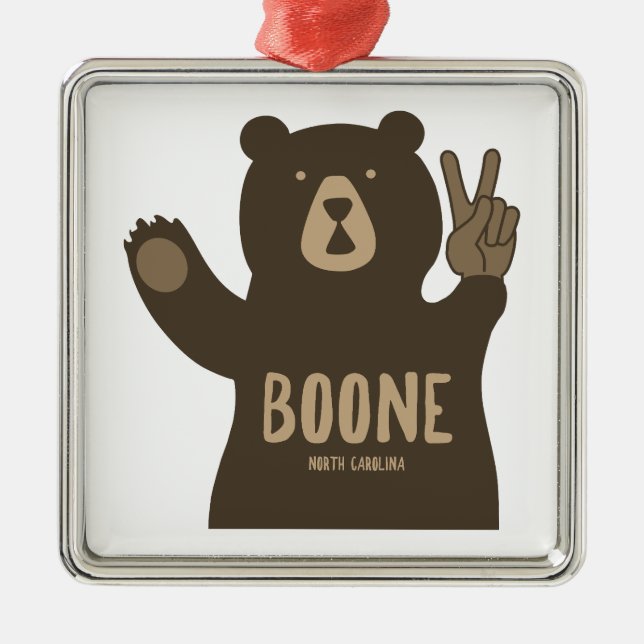 Ornamento De Metal Boone North Carolina Peace Bear (Frente)